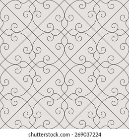 Linear seamless pattern. Stylish decor with elegant lines and curls
