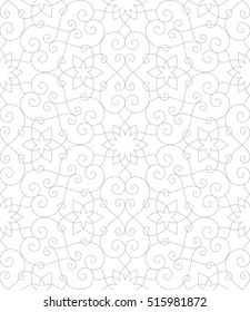 Linear seamless pattern. Stylish decor with elegant lines and curls.  Decorative ornamental lattice.
