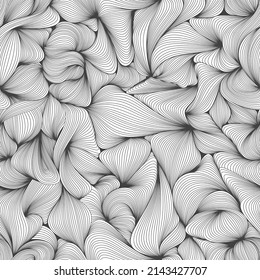 Linear seamless pattern. Vector black and white drawing.