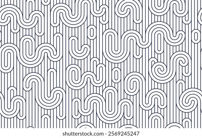 Linear seamless pattern, vector stripy geometric abstract background, tiling art runny dynamic lines, funky endless retro wallpaper.