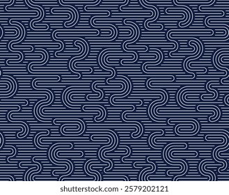 Linear seamless pattern, vector stripy geometric abstract background, tiling art runny dynamic lines, funky endless retro wallpaper.