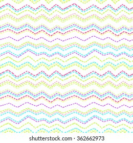 Linear seamless vector pattern with bright colored zigzag like a wave. You can change the background color.
