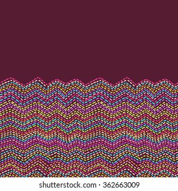 Linear seamless vector pattern with bright colored zigzag like a wave. You can change the background color.