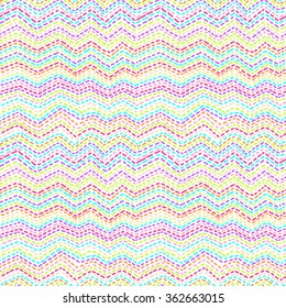 Linear seamless vector pattern with bright colored zigzag like a wave. You can change the background color.