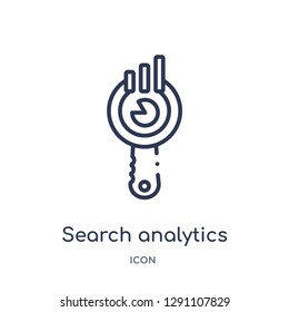 Linear search analytics icon from Business and analytics outline collection. Thin line search analytics vector isolated on white background. search analytics trendy illustration