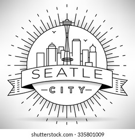 Linear Seattle City Silhouette with Typographic Design