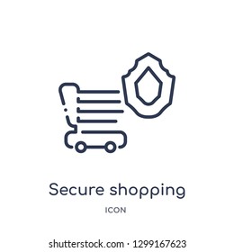 Linear secure shopping icon from Internet security outline collection. Thin line secure shopping icon isolated on white background. secure shopping trendy illustration