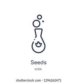 Linear seeds icon from Ecology outline collection. Thin line seeds icon vector isolated on white background. seeds trendy illustration