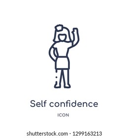 Linear self confidence icon from Ladies outline collection. Thin line self confidence icon isolated on white background. self confidence trendy illustration