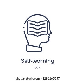 Linear self-learning icon from Elearning and education outline collection. Thin line self-learning icon vector isolated on white background. self-learning trendy illustration