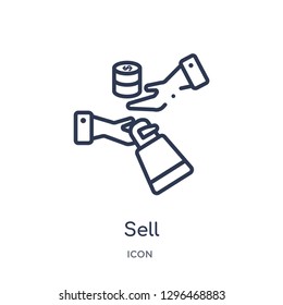 Linear sell icon from Cryptocurrency economy and finance outline collection. Thin line sell icon vector isolated on white background. sell trendy illustration