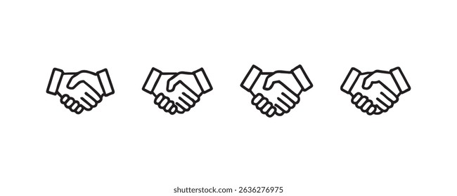 Linear sequence of handshake icons symbolizing agreement.
