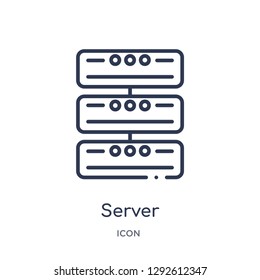 Linear server icon from Electronic devices outline collection. Thin line server icon vector isolated on white background. server trendy illustration
