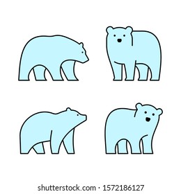 Linear Set of colored Bears icons. Icon design. Template elements