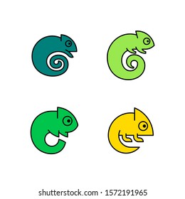 Linear Set of colored Chameleons icons. Icon design. Template elements