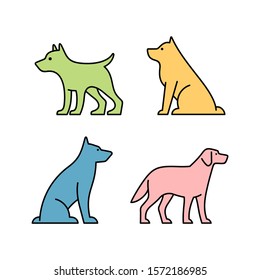 Linear Set of colored Dogs icons. Icon design. Template elements