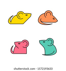 Linear Set of colored Mouses icons. Icon design. Template elements