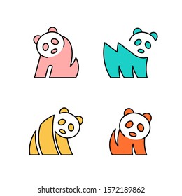 Linear Set of colored Pandas icons. Icon design. Template elements