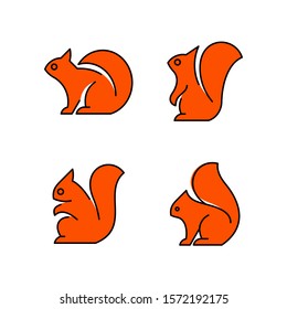 Linear Set of colored Squirrels icons. Icon design. Template elements