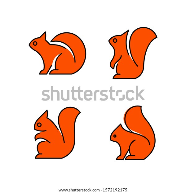 Linear Set Colored Squirrels Icons Icon Stock Vector (Royalty Free ...