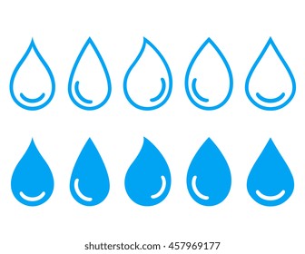 linear set water drops icon on white background