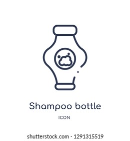Linear shampoo bottle icon from Beauty outline collection. Thin line shampoo bottle vector isolated on white background.