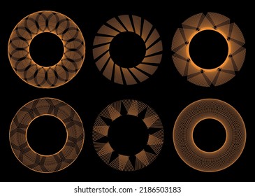 Linear shapes in vector. Geometric rings. Circle shapes set. Frames and borders. Scheme of ani frames. Space for numbers and texts. Modules for websites, decoration, design