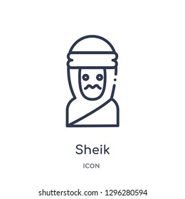 Linear sheik icon from Desert outline collection. Thin line sheik icon vector isolated on white background. sheik trendy illustration