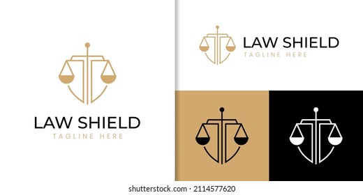linear Shield sword law firm security for lawyer company identity logo design