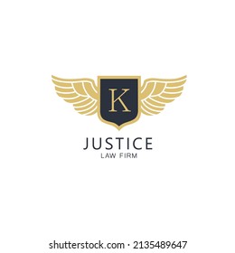 Linear shield with wings vector logo - law firm line trend logotipe.