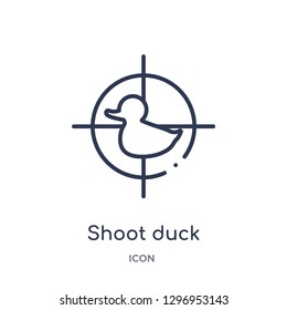 Linear shoot duck icon from Entertainment outline collection. Thin line shoot duck icon isolated on white background. shoot duck trendy illustration