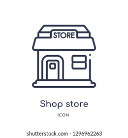 Linear shop store icon from Commerce outline collection. Thin line shop store icon isolated on white background. shop store trendy illustration