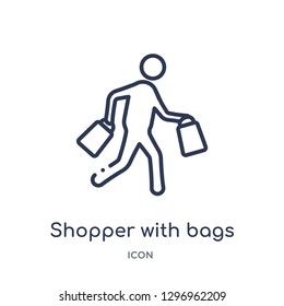 Linear shopper with bags icon from Commerce outline collection. Thin line shopper with bags icon isolated on white background. shopper with bags trendy illustration