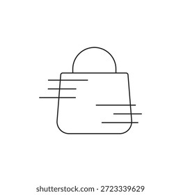 Icono de Vector de bolso de compras lineal para entrega rápida y envío rápido del servicio.