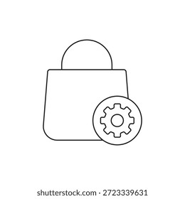 Icono de Vector de bolso de compras lineal para Configuraciones u opciones en el App de comercio electrónico.