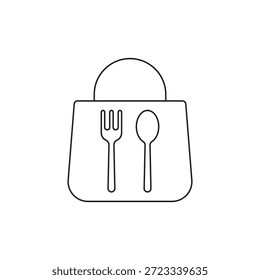 Icono de Vector de bolso de compras lineal para pedidos de alimentos y servicios de entrega.