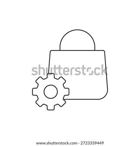 Linear shopping bag vector icon for configuration and user preferences.
