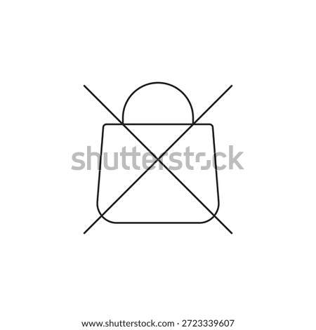 Linear shopping bag vector icon for removing or deleting an item from cart.