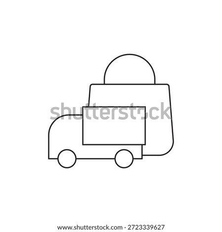 Linear shopping bag vector icon for transporting goods and delivery status.