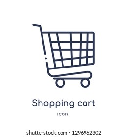 Linear shopping cart with grills icon from Commerce outline collection. Thin line shopping cart with grills icon isolated on white background. shopping cart with grills trendy illustration