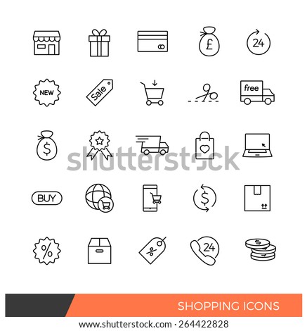 Linear Shopping e-commerce line icons