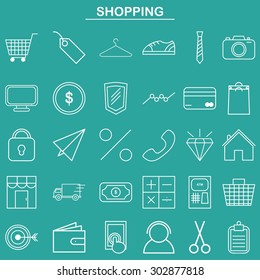 Linear shopping icon for website and app