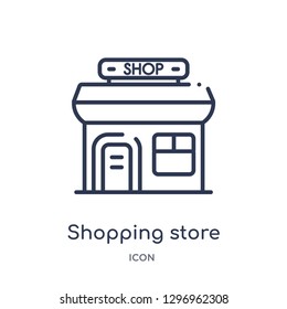 Linear shopping store icon from Commerce outline collection. Thin line shopping store icon isolated on white background. shopping store trendy illustration