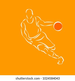 
linear silhouette of basketball player vector