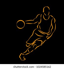 
linear silhouette of basketball player vector