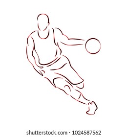 
linear silhouette of basketball player vector
