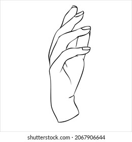 Silueta lineal de una elegante mano hembra o bruja.