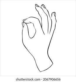 Linear silhouette of an elegant female or witch hand.