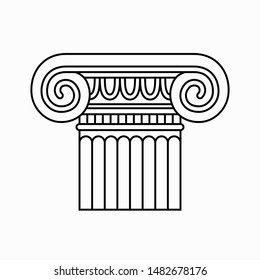 Linear silhouette, icon of classical ancient greek, roman column, capital.
