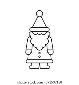 Linear silhouette of Santa Claus figure on white background, isolated. 